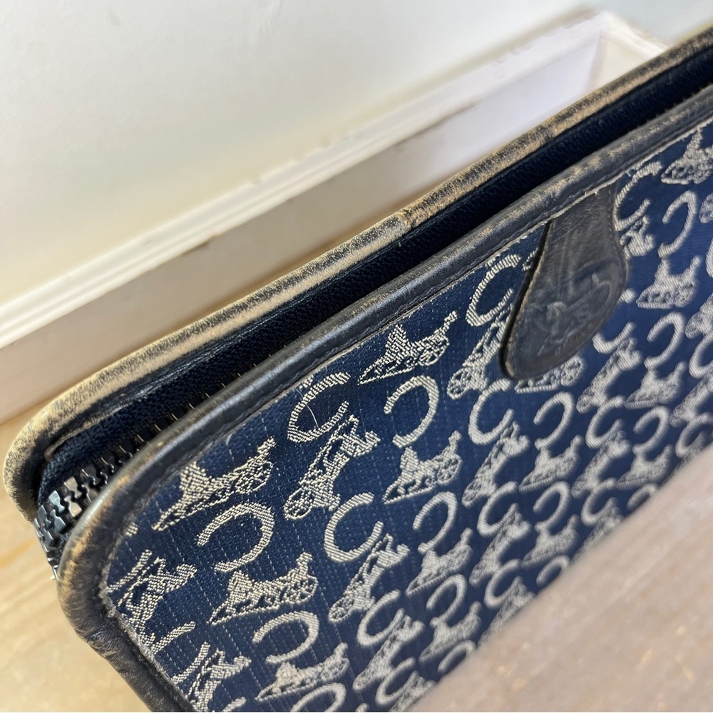 Vintage Celine Navy Macadam Toiletry Bag COA Horse Carriage Old Money Luxury - Picture 5 of 13